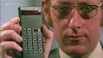 Clive Sinclair with Sinclair Executive Calculator Hire