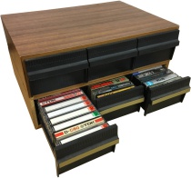 Computer Props Cassette Drawers - Wood Effect - With Tapes