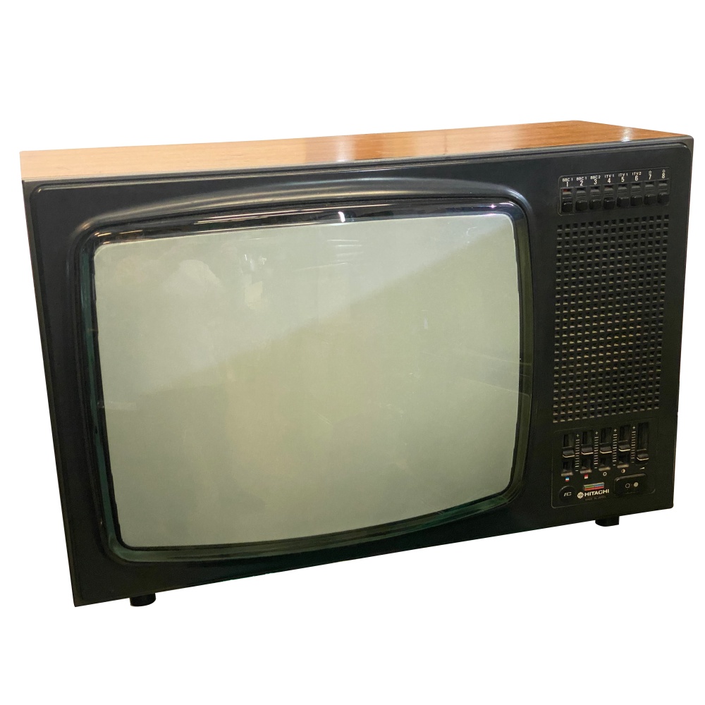 Prop Hire - Hitachi Wood Effect Television - CT-208 - Practical / Working
